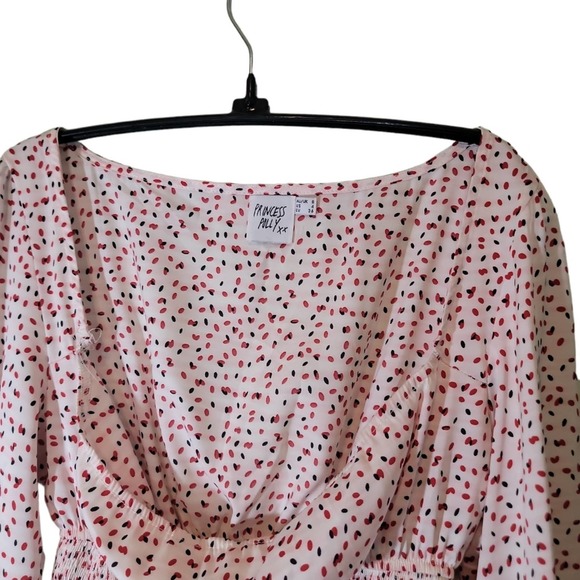 Princess Polly Top Smocked Long Sleeve Crop Balloon Sleeve Spring  Sz 4 - Picture 4 of 7